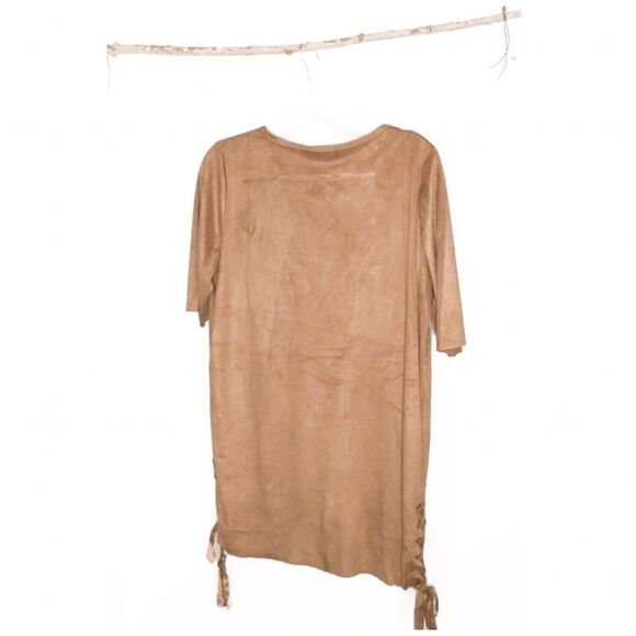 Pol Faux Suede Drawstring Top In Camel - Picture 6 of 8